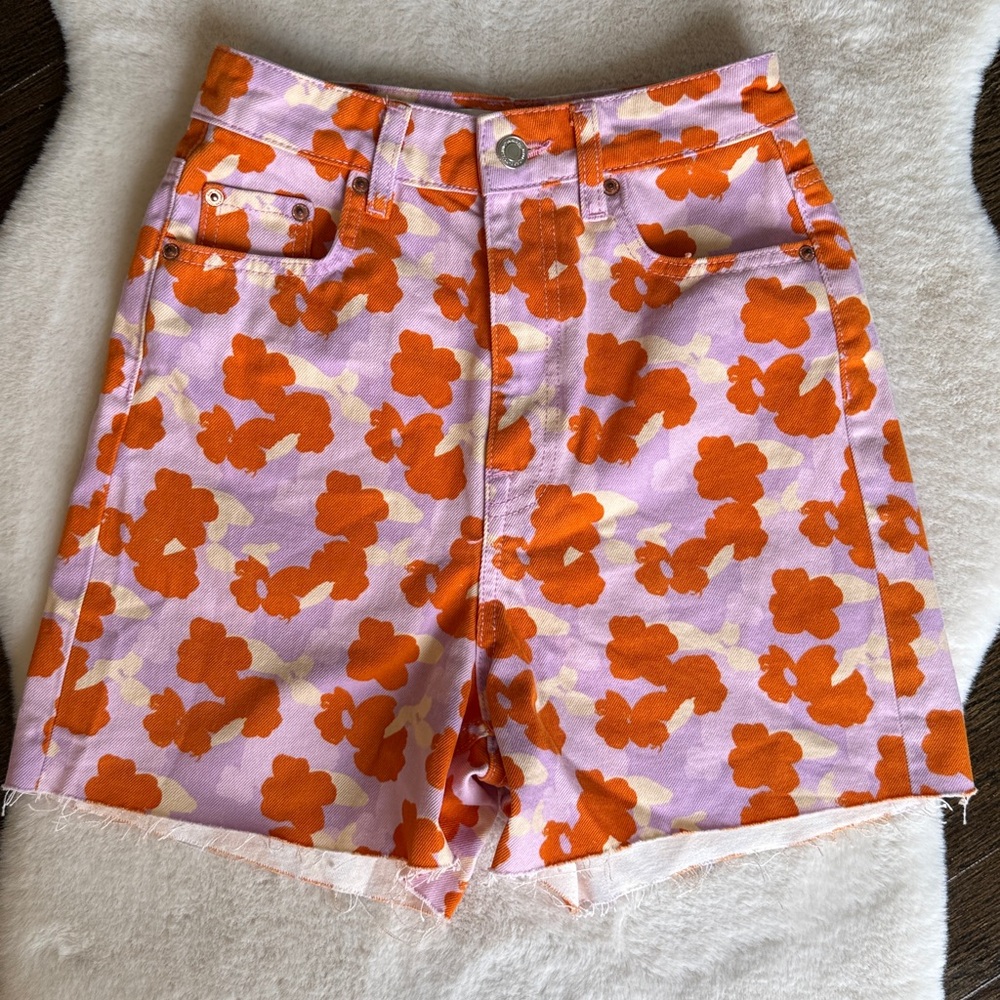 Zara The 90s Floral Denim Set - Connie Shirt Matching Shorts - Size XS - NEW - Picture 2 of 13